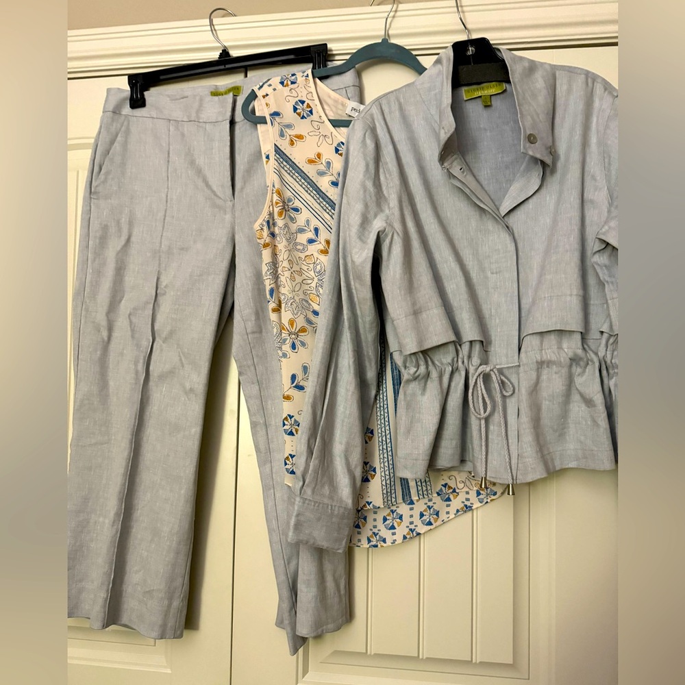 Sigrid Olsen Linen Jacket With Matching Wide Leg … - image 1